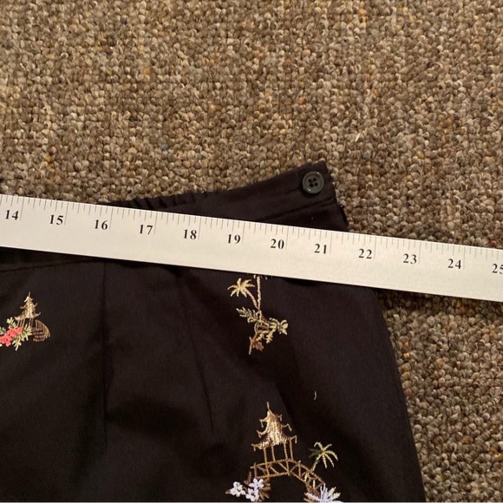 Talbots Black Floral Embroidered Pants - Picture 3 of 11